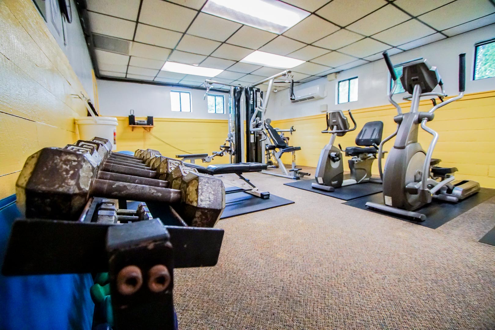 Resort amenities such as an exercise room available at VRI's Sea Mist Resort in Massachusetts.